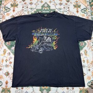 BoohooMAN Official Graphic T-Shirt Car Grim Reaper Black Mens L‎